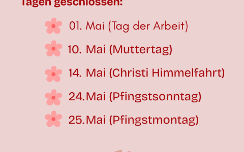 Schließtage Mai 